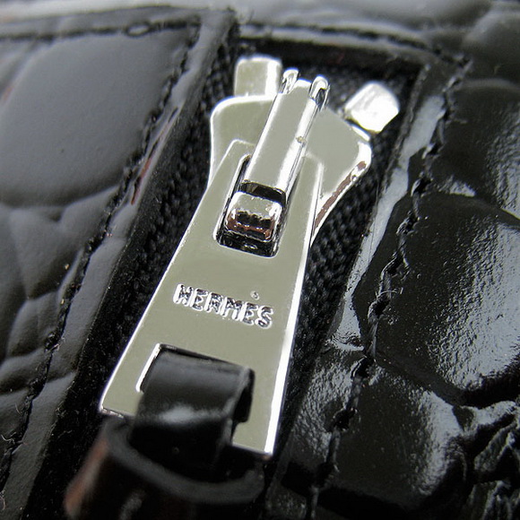 Cheap Replica Hermes Black Crocodile Veins Wallet H006